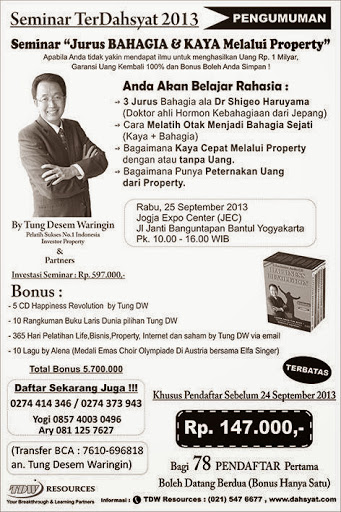 Seminar Tung Desem Waringin, Jurus Bahagia dan Kaya Melalui Properti