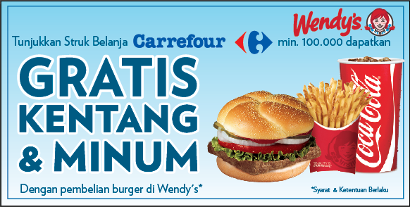 Promo gratis kentang & minum di Wendy’s