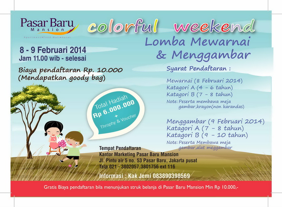 Lomba mewarnai & menggambar Colorfull Weekend Pasar Baru Mansion