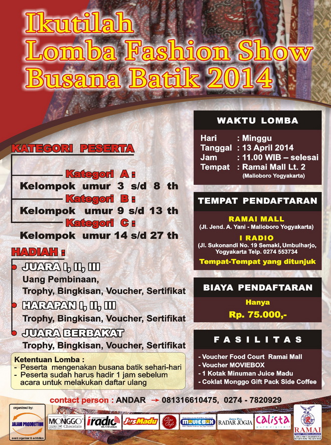 Ikutilah Lomba Busana Batik 2014 Yogyakarta