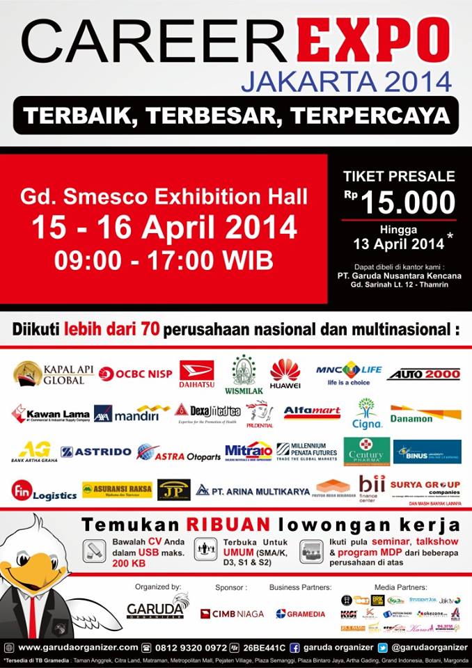 Job Fair, Career Expo Jakarta bulan April 2014