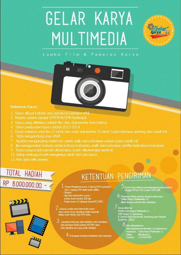 Lomba film fiksi/dokumenter Gelar Karya Multimedia 11 Semarang