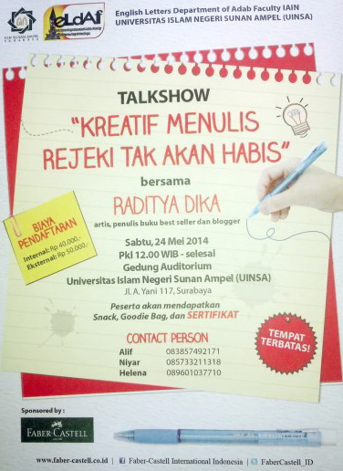 Talkshow “Kreatif Menulis Rejeki Tak Akan Habis” Bersama Raditya Dika