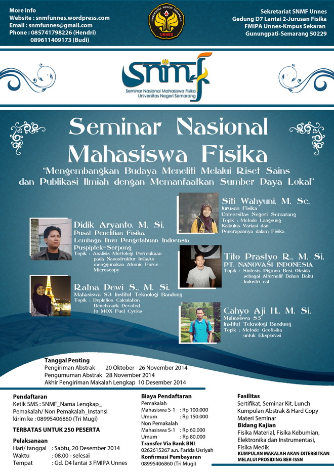 Seminar Nasional Mahasiswa Fisika (SNMF) Unnes 2014