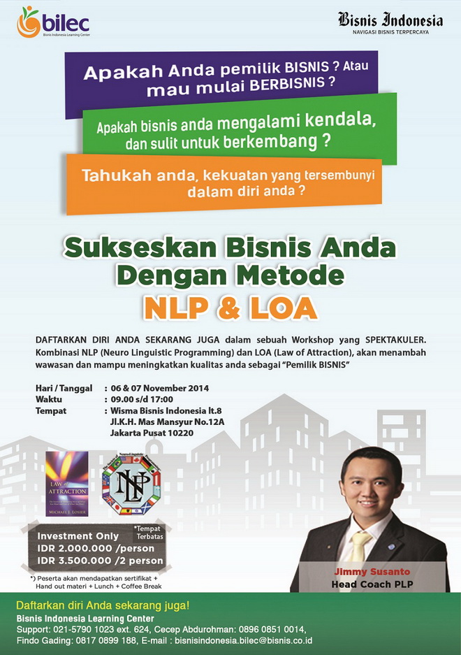 Workshop "Sukseskan Bisnis Anda Dengan Metode NLP Dan LOA