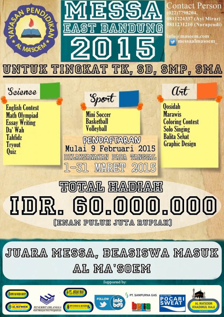 MESSA East Bandung 2015, Lomba tingkat TK - SMA