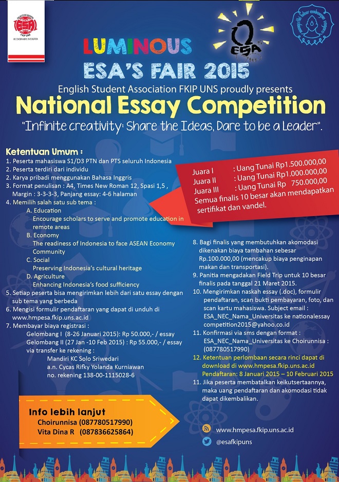National Essay Competition 2015 - ESA FKIP UNS SURAKARTA