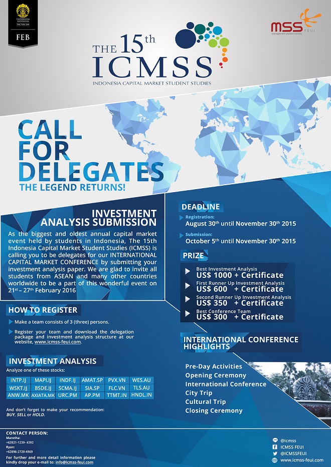 Call For Delegates - The 15th ICMSS FEB UI
