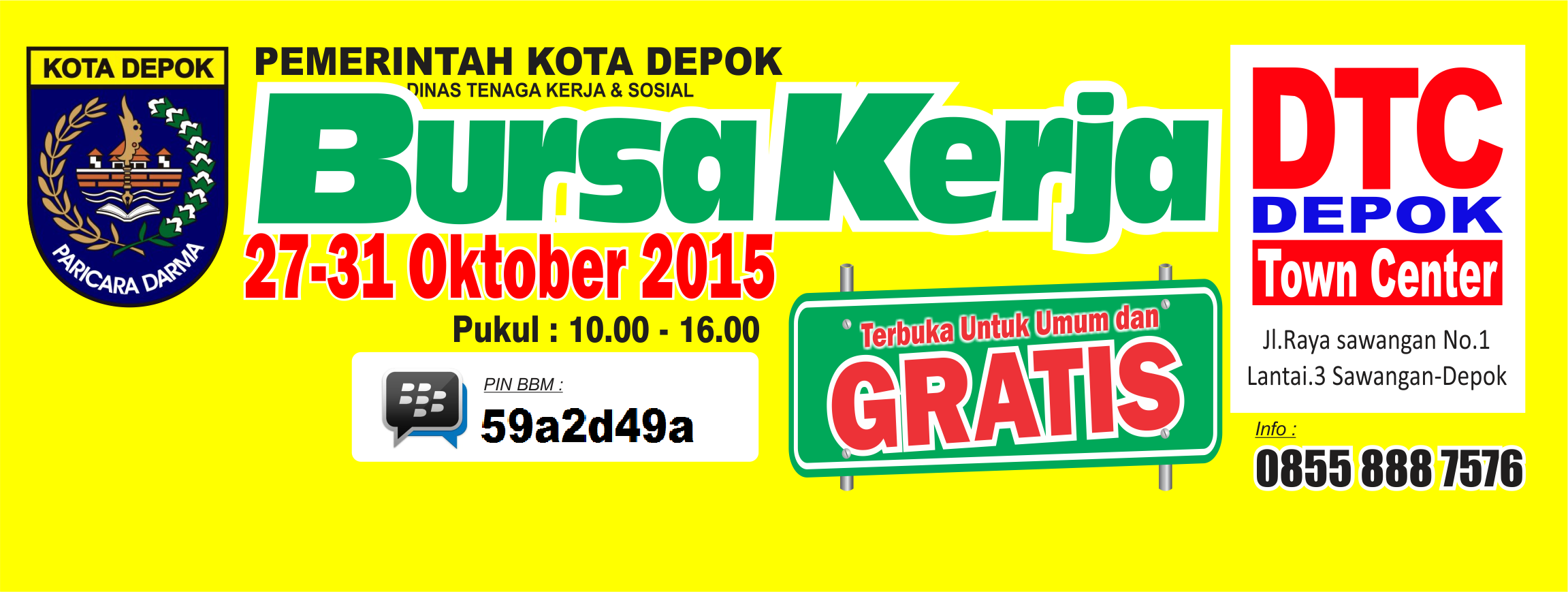 [Job Fair] Bursa Kerja Depok Town Center (DTC)