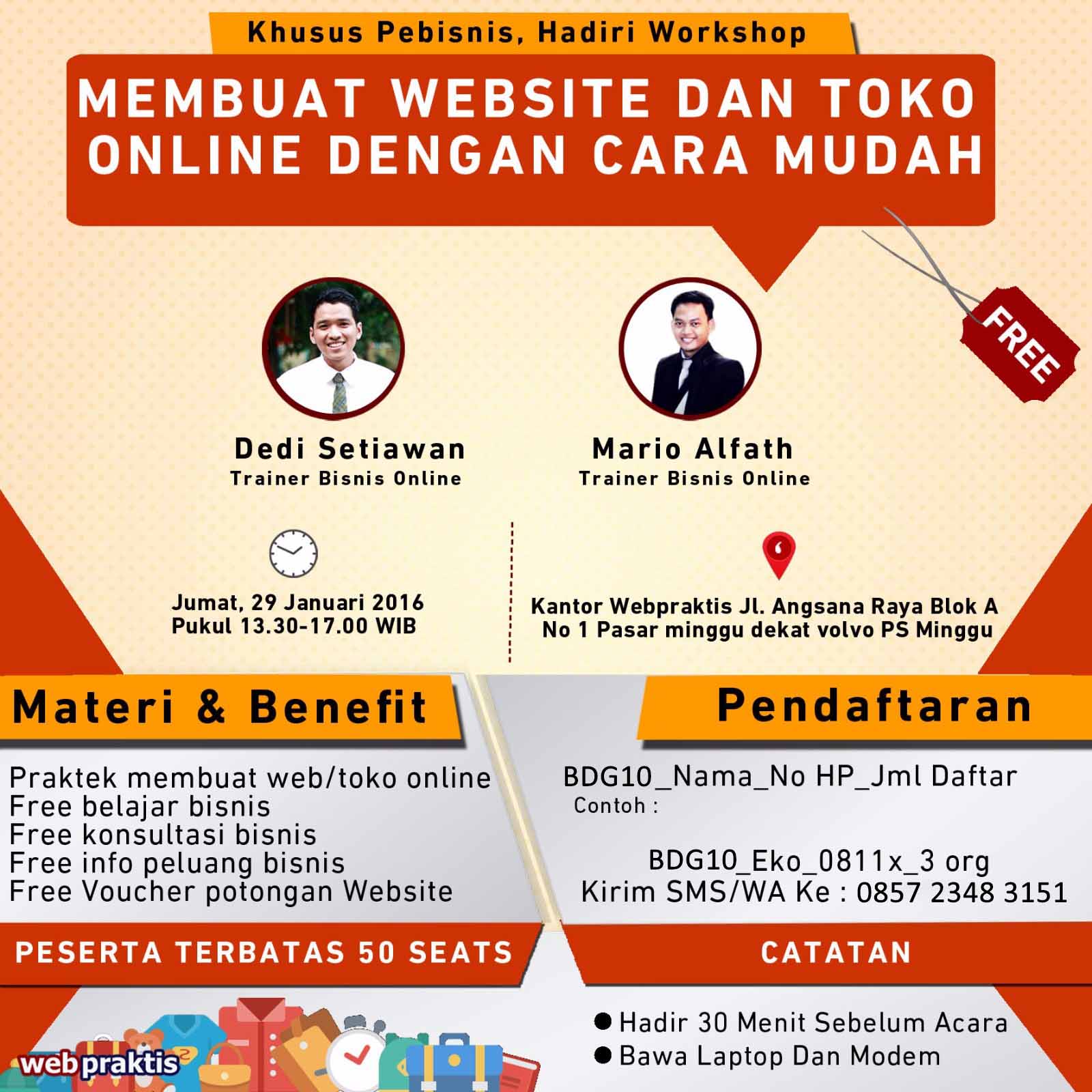 Webpraktis mengadakan workshop "Cara Mudah Membuat Website dan Toko Online"