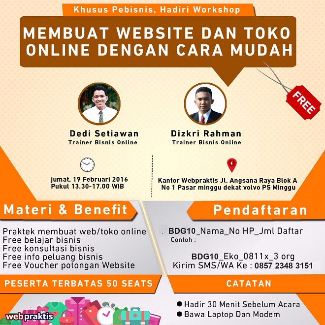 Webpraktis mengadakan workshop "Cara Mudah Membuat Website dan Toko Online"