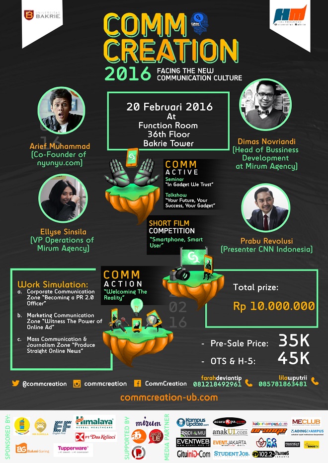 CommCreation 2016 (Communication Creativity In Action) - Univ. Bakrie