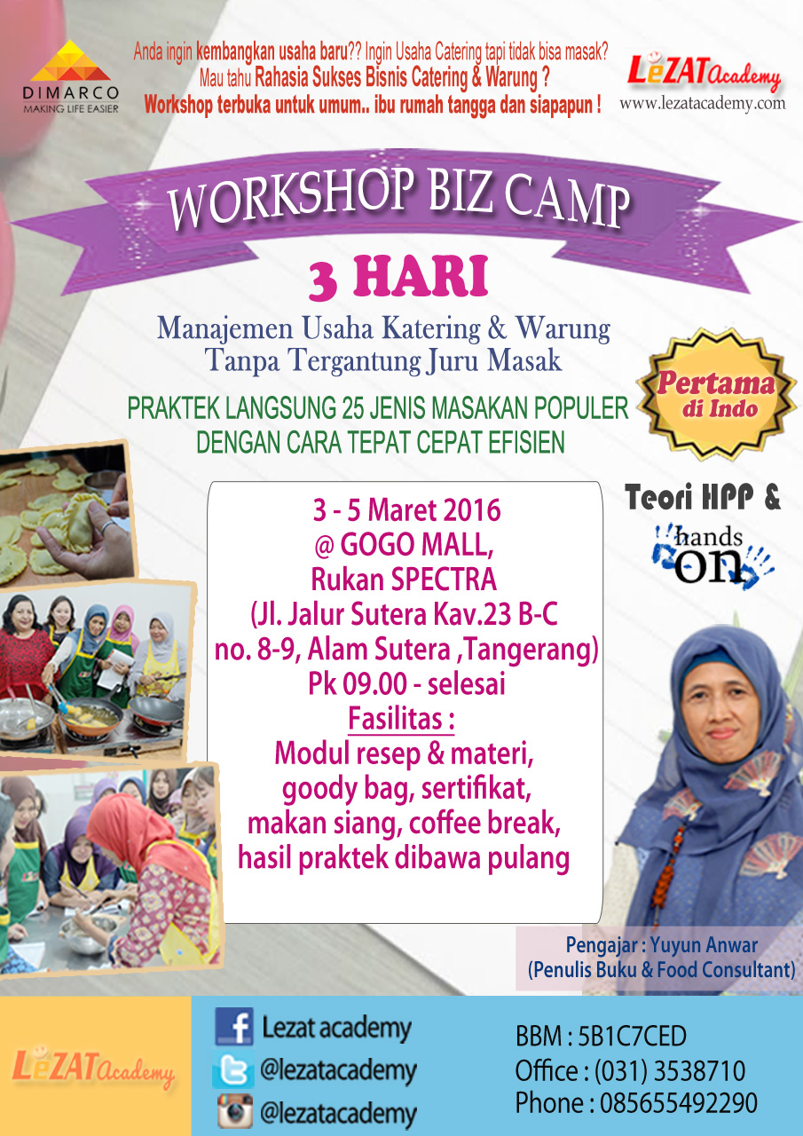 Workshop Biz Camp 3 Hari "Manajemen Usaha Katering & Warung Tanpa Tergantung Juru Masak"