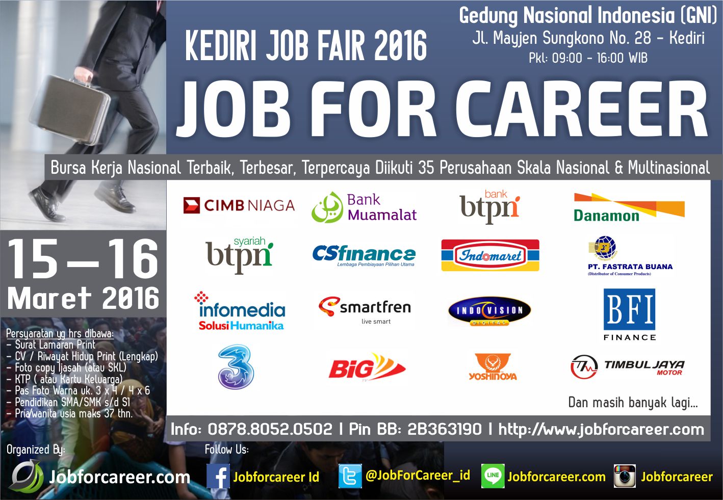 [Job Fair] Kediri "JOB FOR CAREER" - Maret 2016