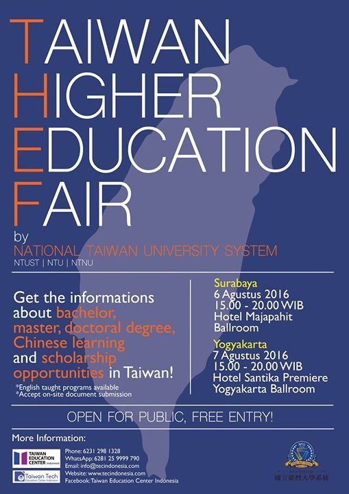Indonesia Taiwan Higher Education Fair (THEF) 2016 - Surabaya & Yogyakarta
