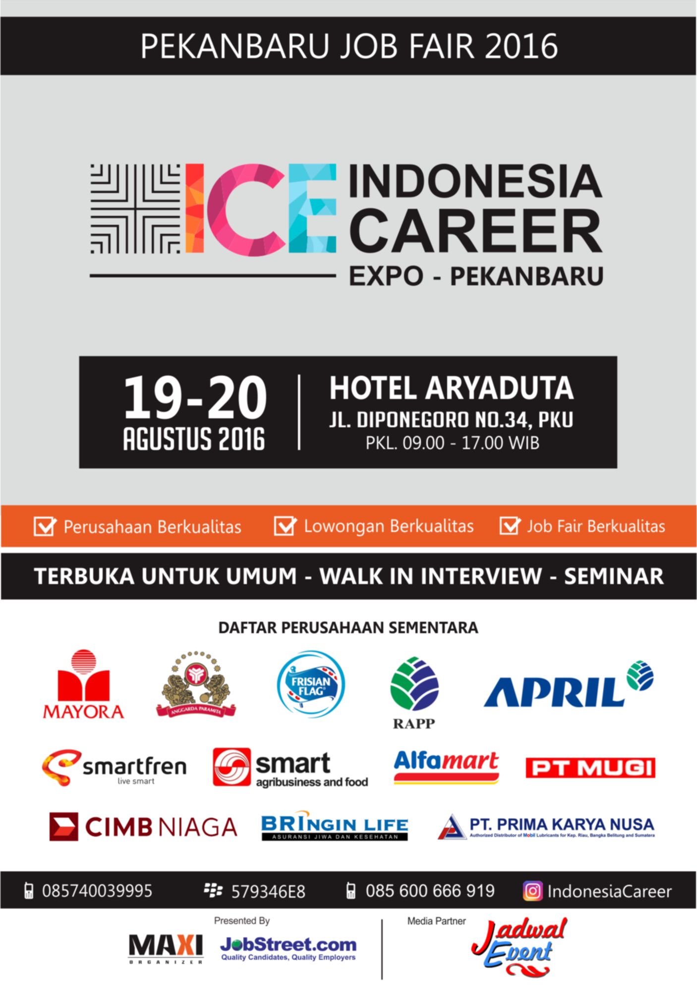 [Job Fair] Indonesia Career Expo Pekanbaru - Agustus 2016