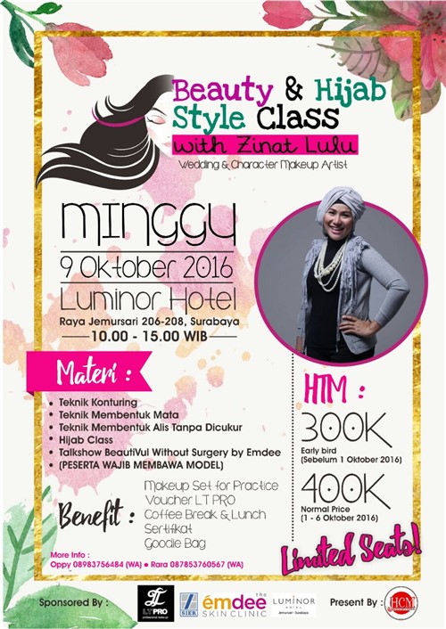 Beauty & Hijab Style Class with Zinat Lulu (Wedding & Character Makeup Artist) - Surabaya