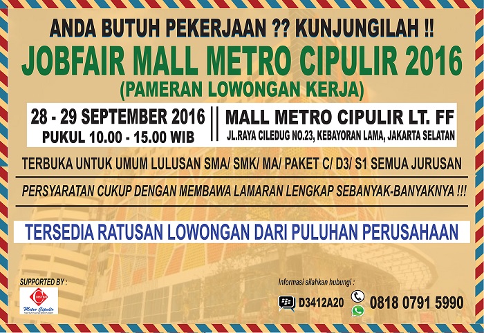 JOBFAIR MALL METRO CIPULIR - September 2016