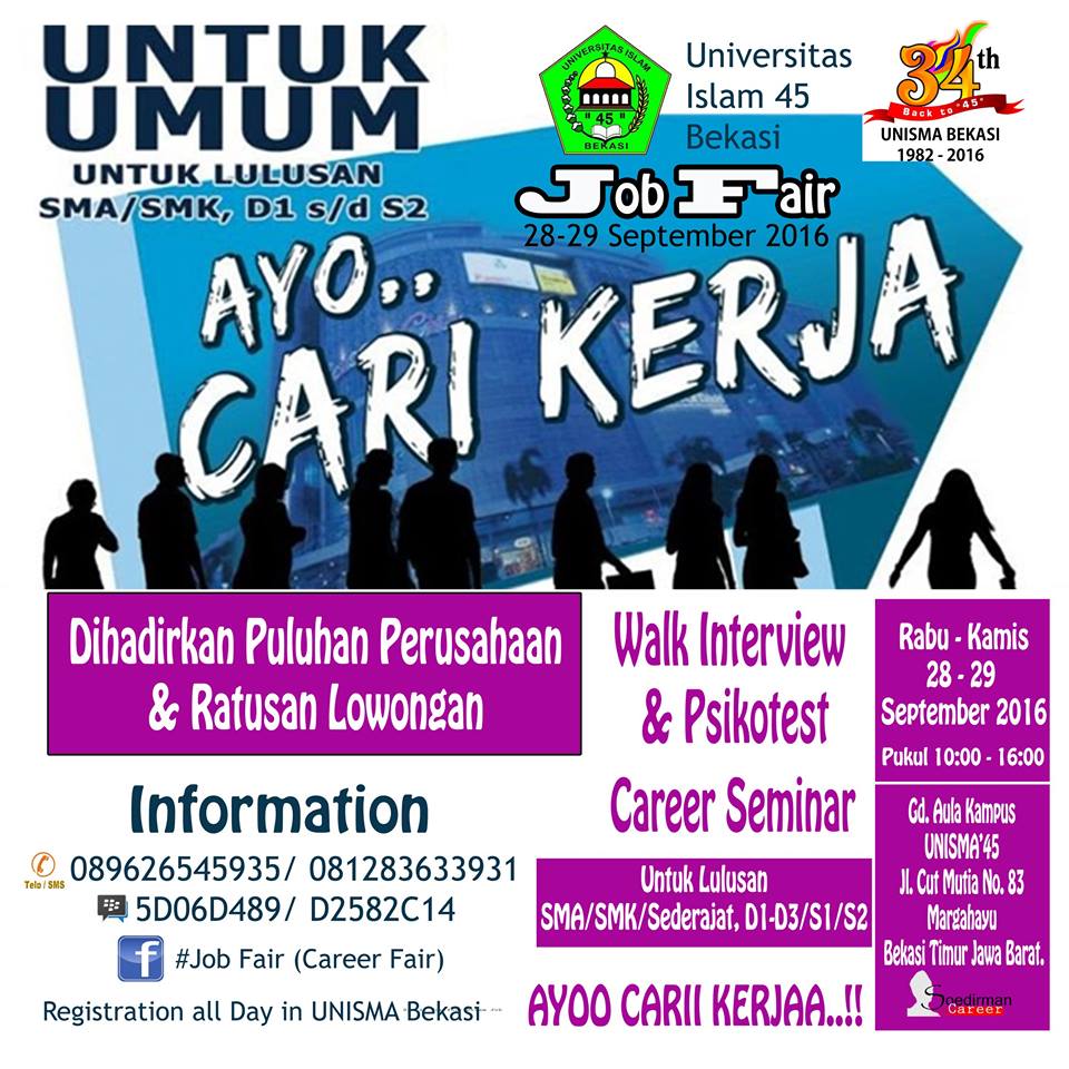 [JOB FAIR] KAMPUS UNISMA'45 BEKASI - September 2016