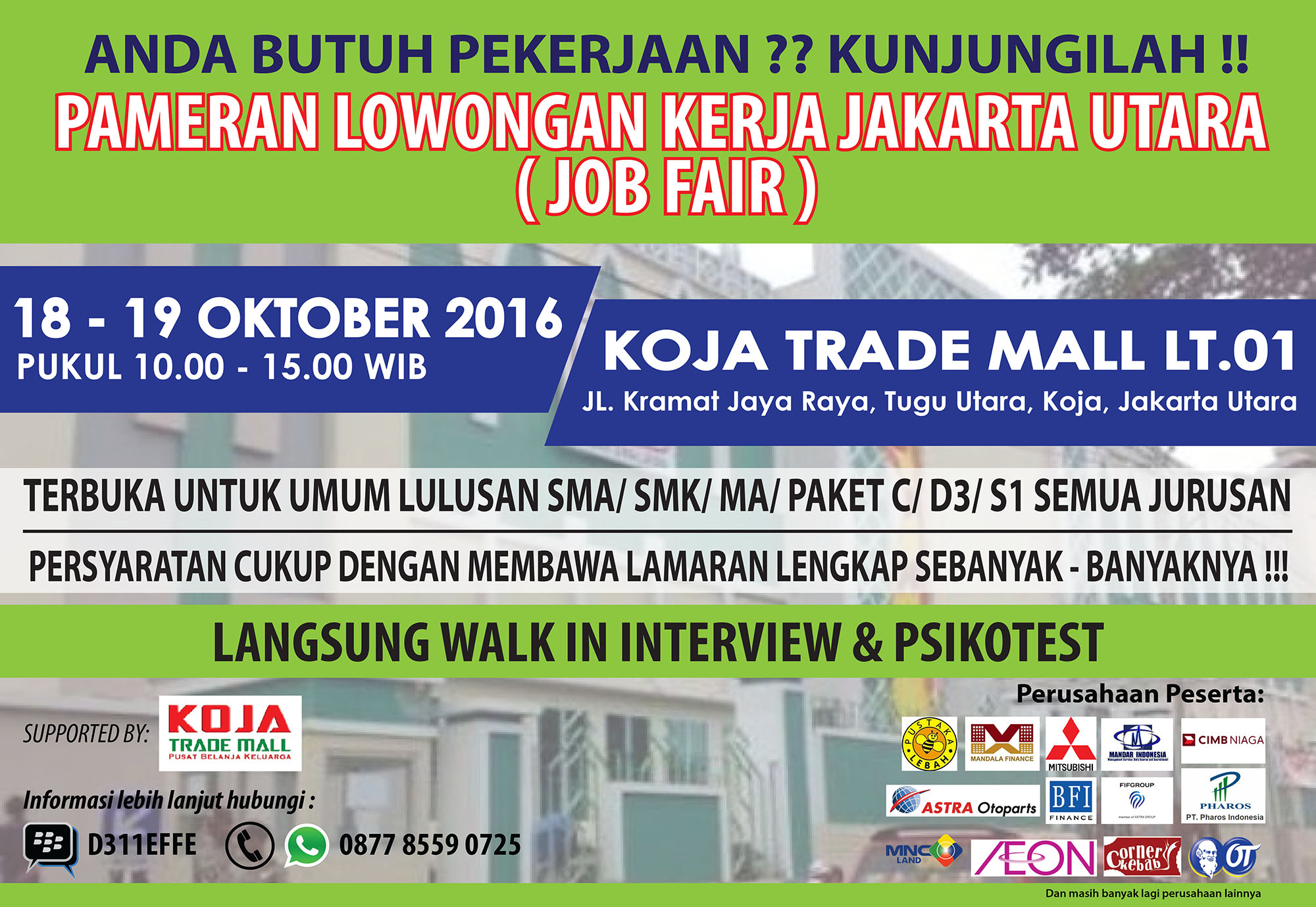 JOBFAIR JAKARTA UTARA - Oktober 2016