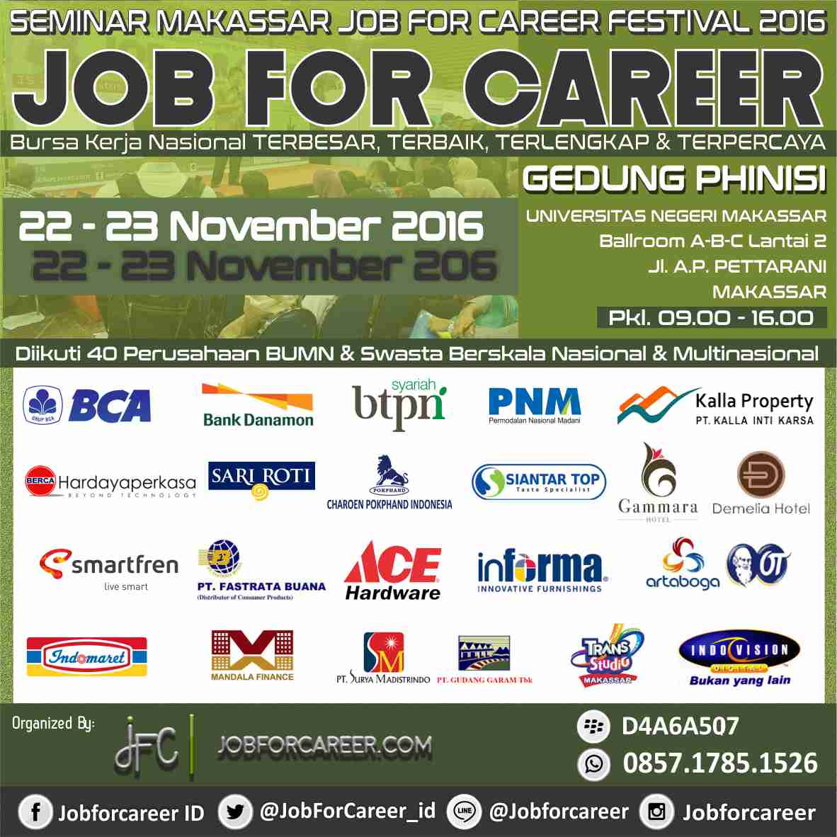 Makassar National JOB FOR CAREER Festival - November 2016