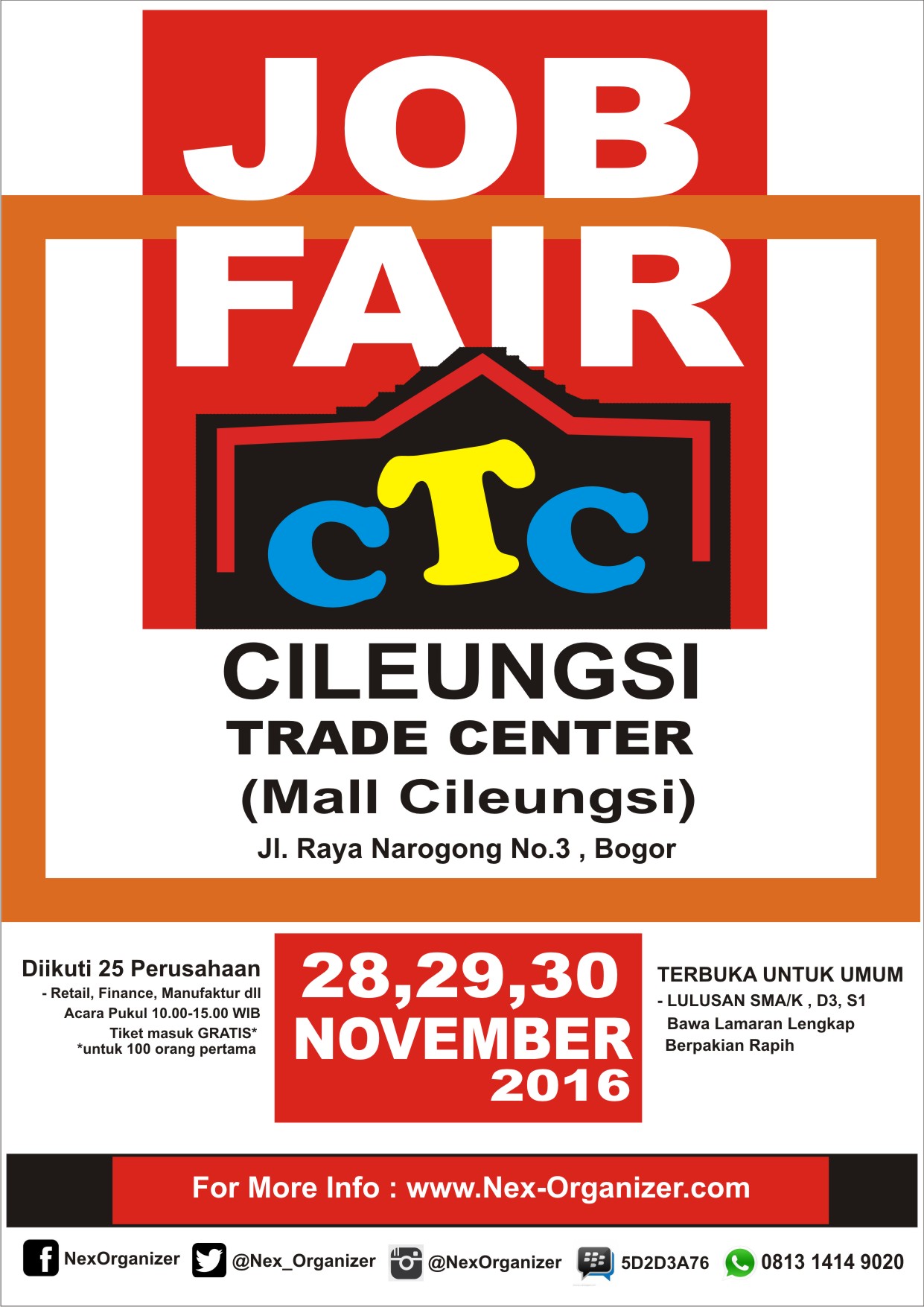 Job Fair Bogor, Mall Cileungsi Trade Center - November 2016