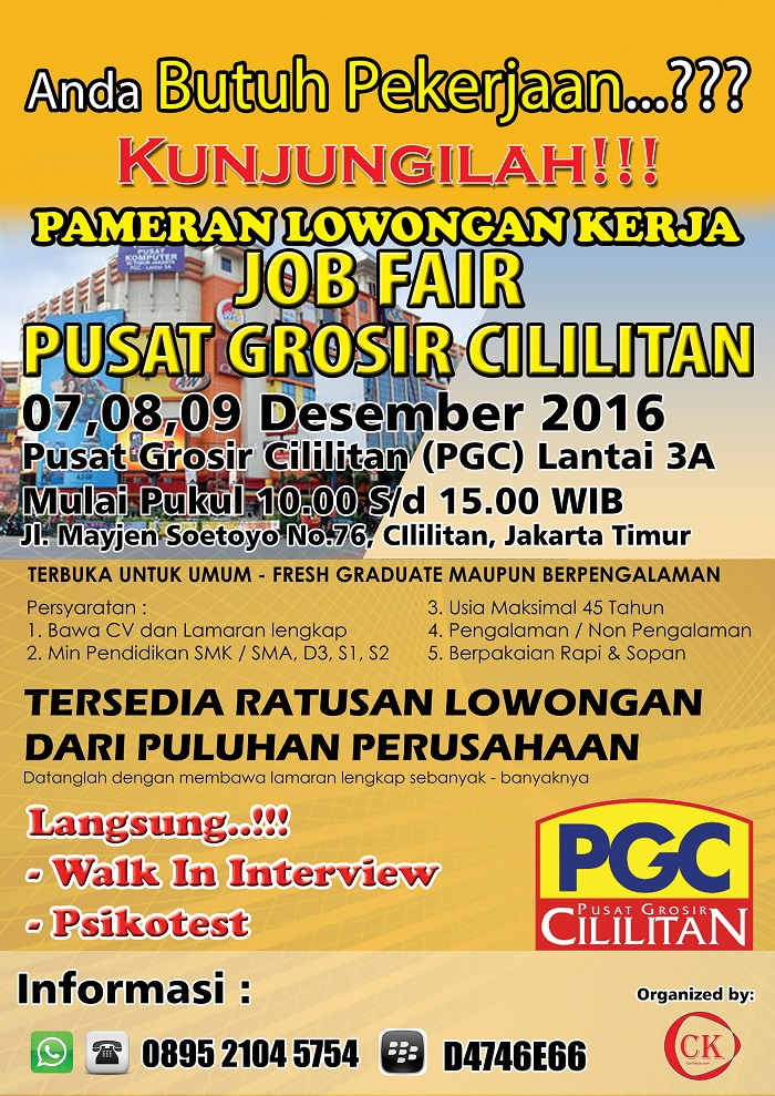 JOBFAIR PUSAT GROSIR CILILITAN - Desember 2016