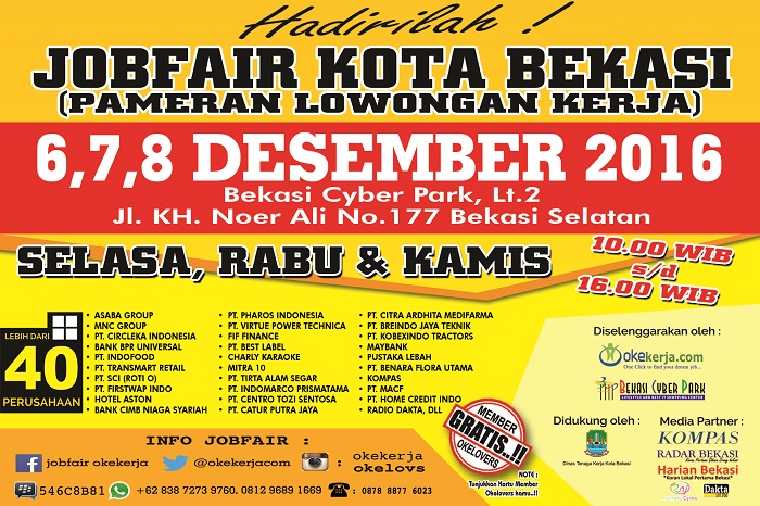 JOBFAIR KOTA BEKASI - Desember 2016