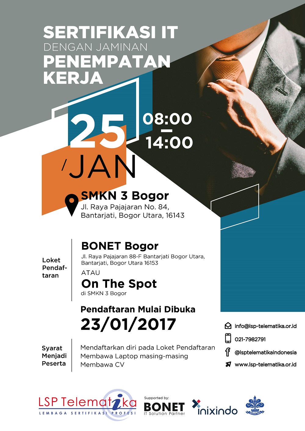 Sertifikasi IT dengan Jaminan Penempatan Kerja - Bogor