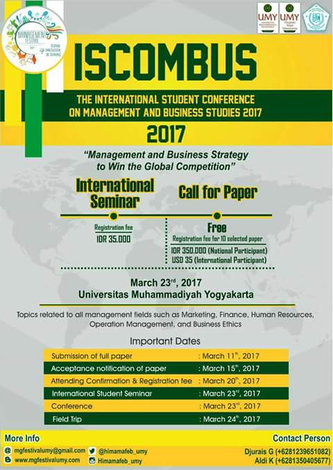 International Student Conference on Management and Business Studies (ISCOMBUS) 2017 - UMY