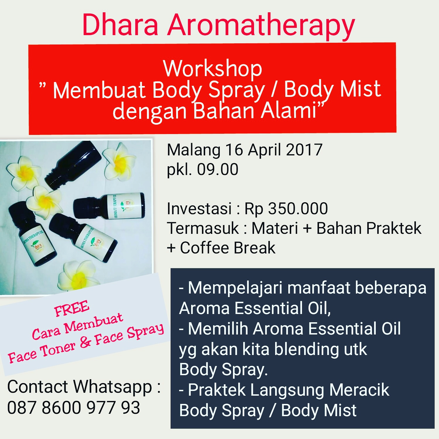 Workshop : "Cara Membuat Body Mist / Body Spray dengan Bahan Alami"