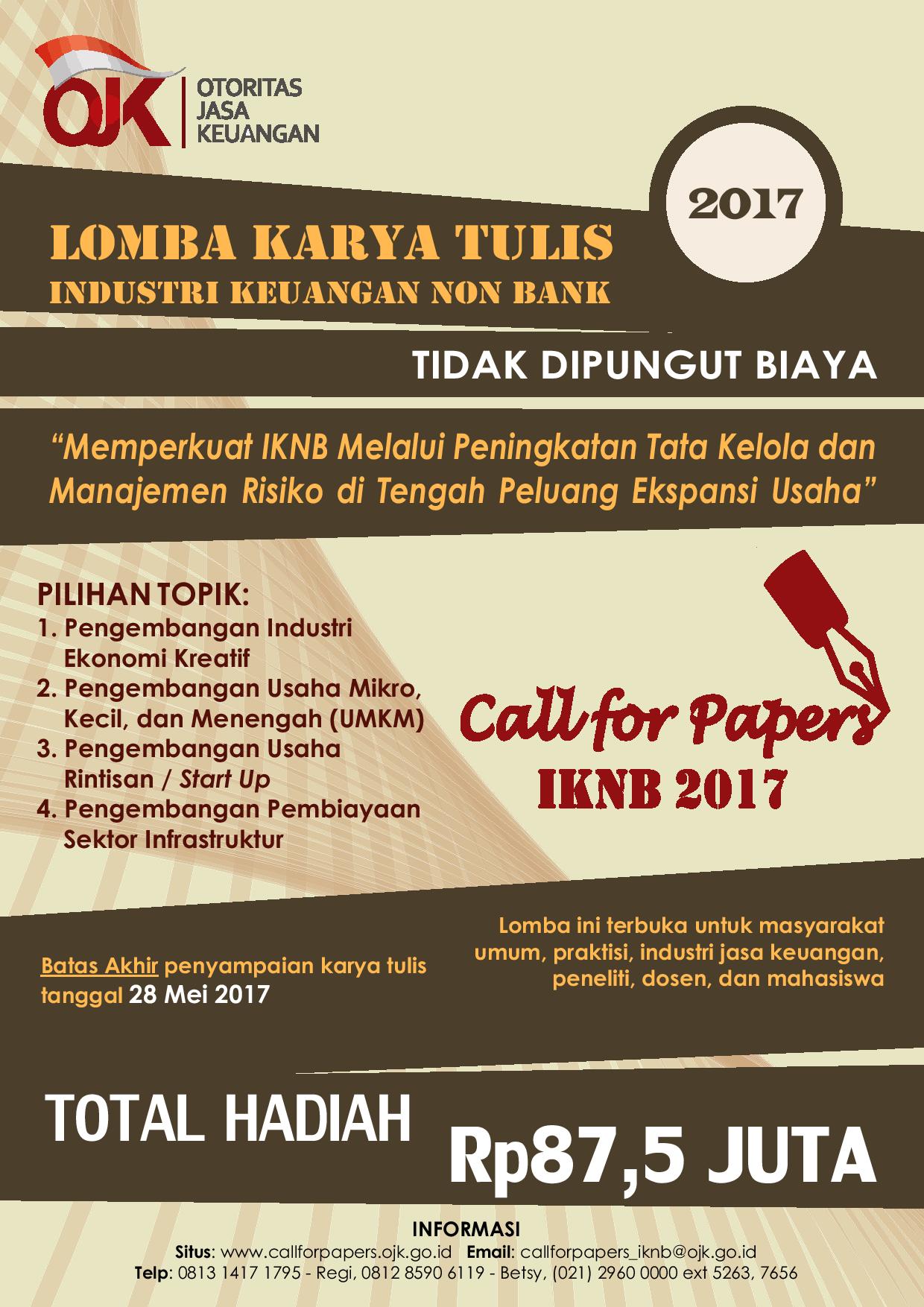 Lomba Karya Tulis Industri Keuangan Non Bank "Call For Papers OJK 2017"