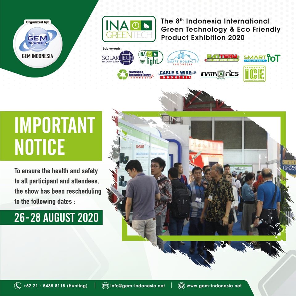 The 8th Indonesia International Green Technology & Eco Friendly Product Exhibition 2020 & The 3rd Indonesia International Transport, Logistics, Equipment and Services Exhibition 2020
