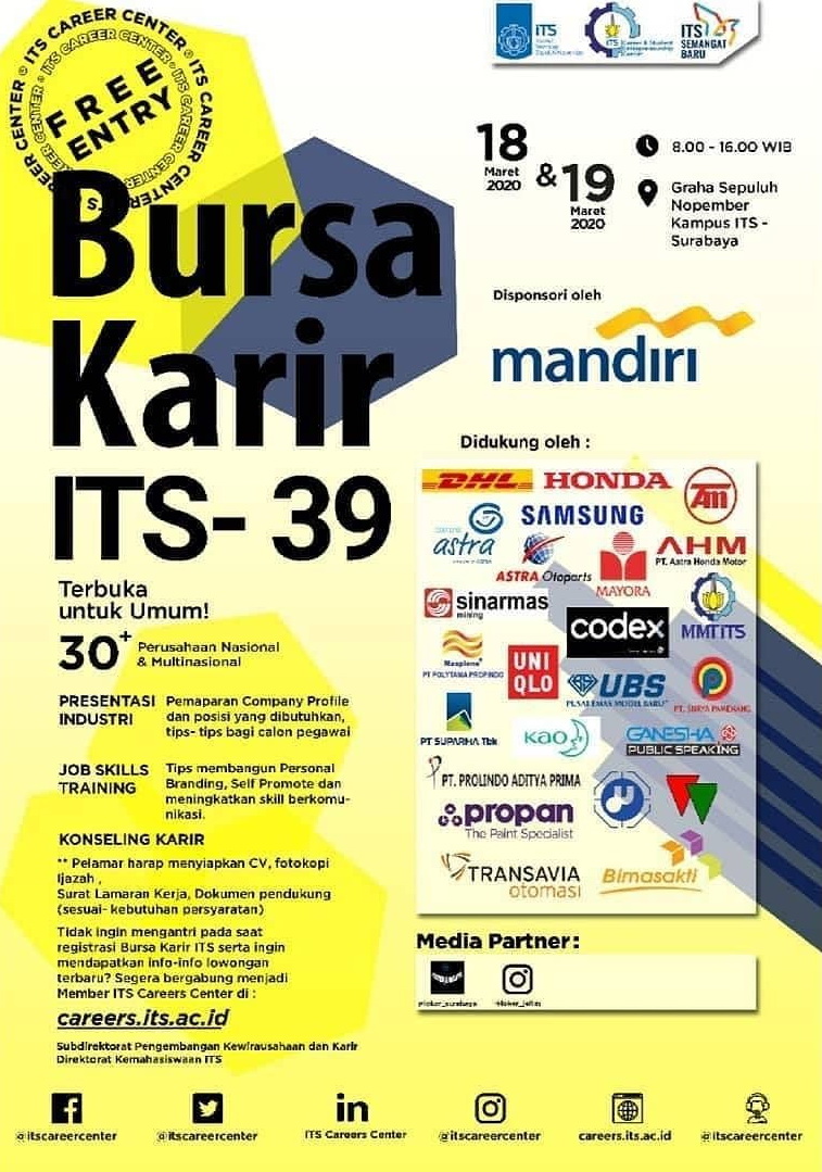 Bursa Karir ITS ke-39 - Maret 2020