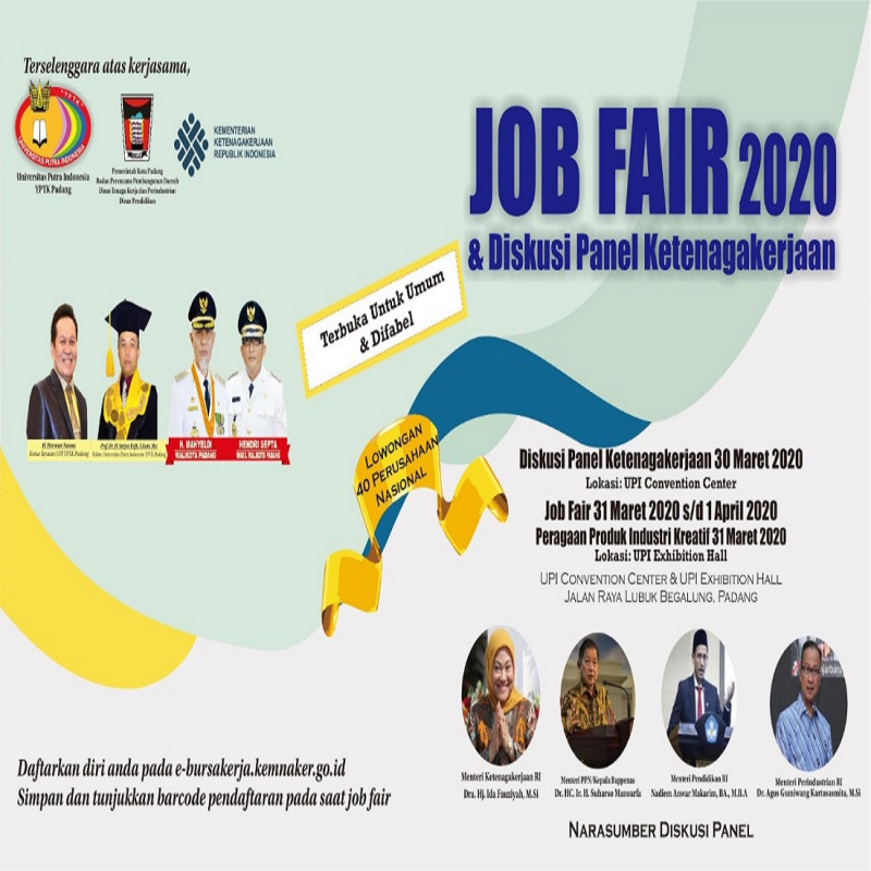 Job Fair & Diskusi Ketenagakerjaan Padang - Maret 2020