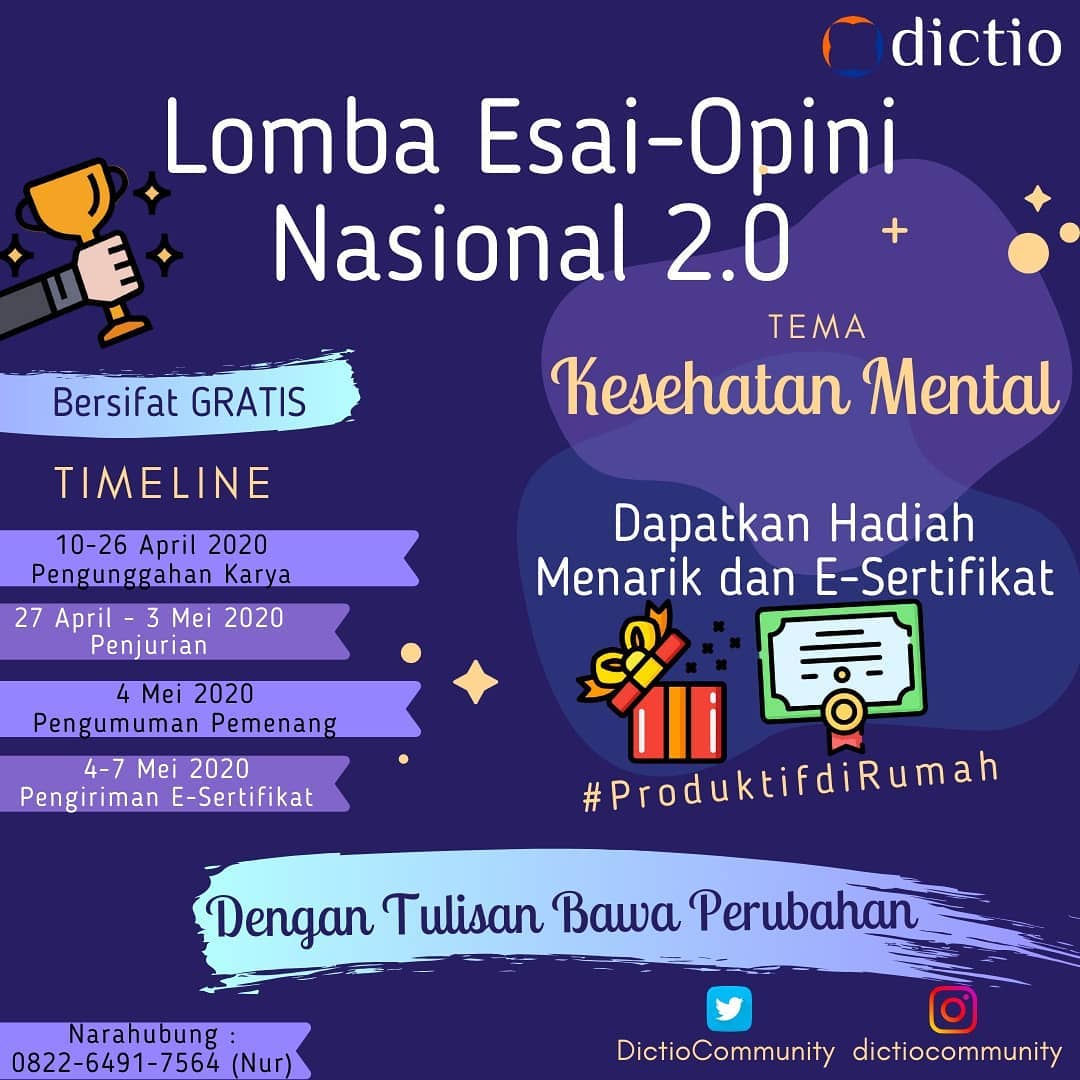 Lomba Esai-Opini Nasional 2020 oleh Dictio Community