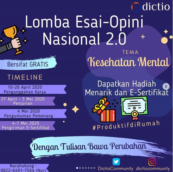 Lomba Esai-Opini Nasional 2020 oleh Dictio Community