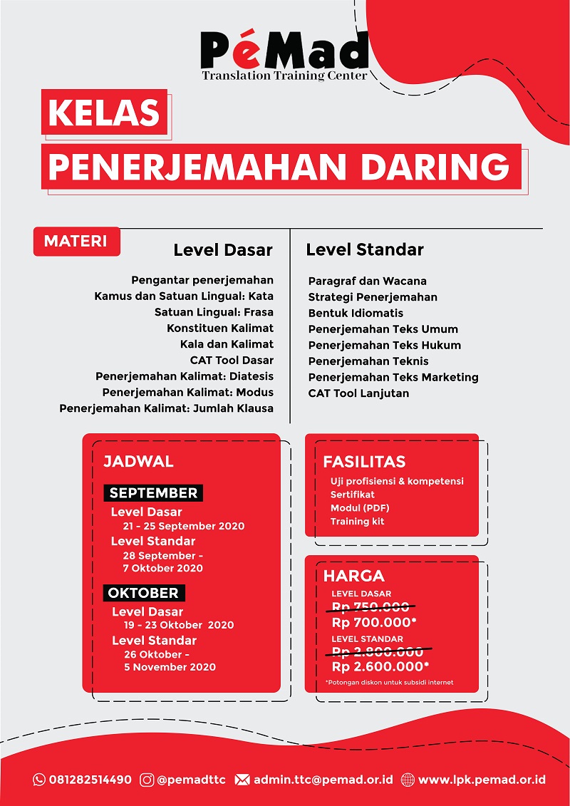 Workshop Online Kelas Penerjemahan oleh Pemad Training Center