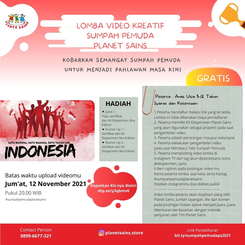 GRATIS! - LOMBA VIDEO KREATIF MEMBACA NARASI SUMPAH PEMUDA 2021