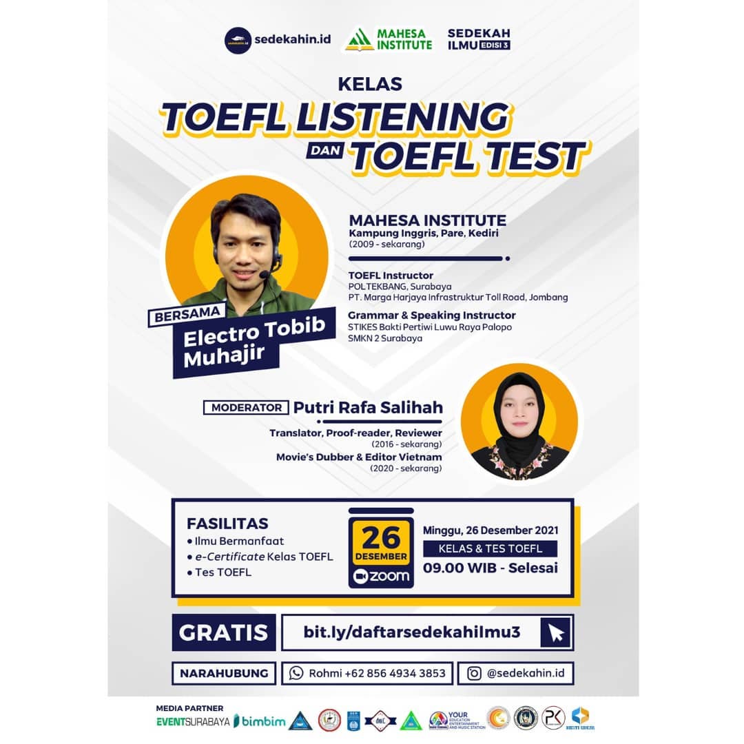 PELATIHAN TOEFL LISTENING DAN TEST TOEFL 2021