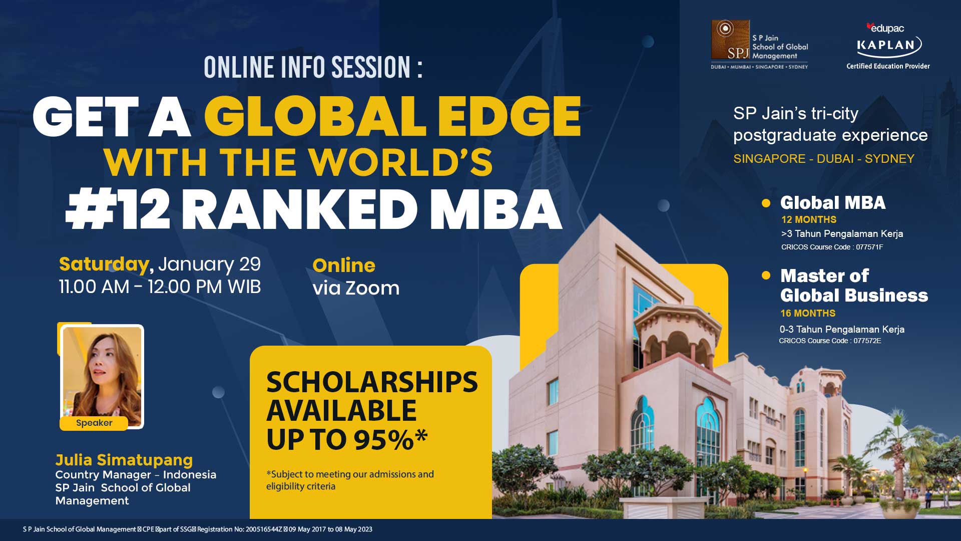 Online Info Session: Get a Global Edge with The World's #12 Ranked MBA - Scholarship up to 95%