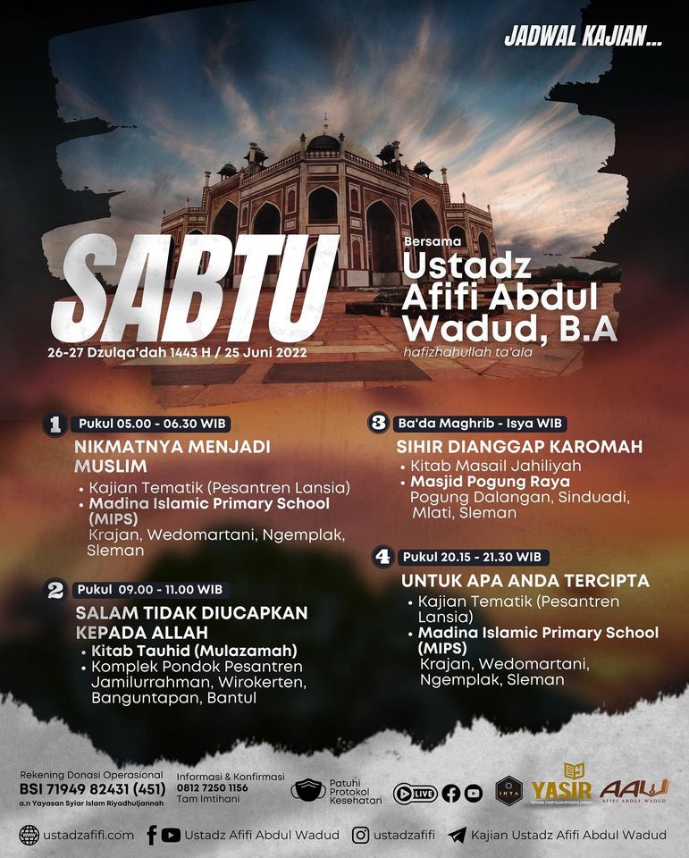 Jadwal Kajian Ustadz Afifi Abdul Wadud - Jogjakarta