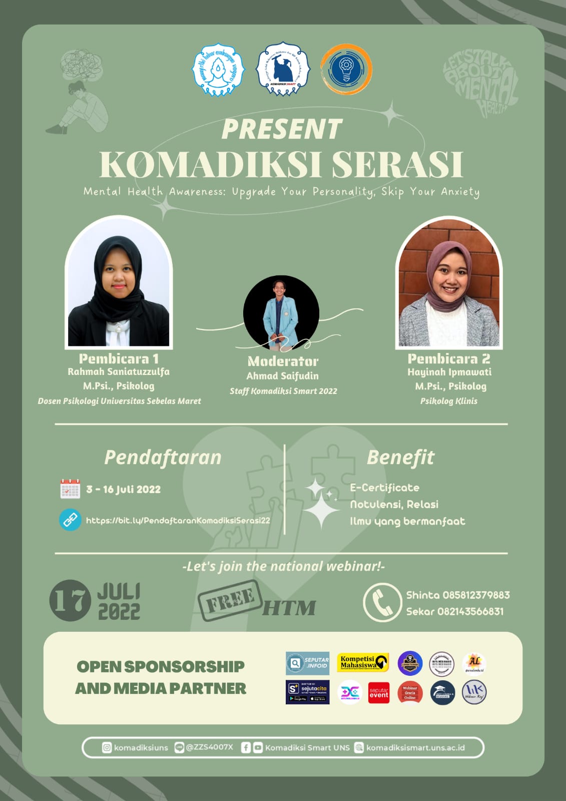 Webinar Komadiksi Serasi "Mental Health Awareness : Upgrade Your Personality, Skip Your Anxiety"