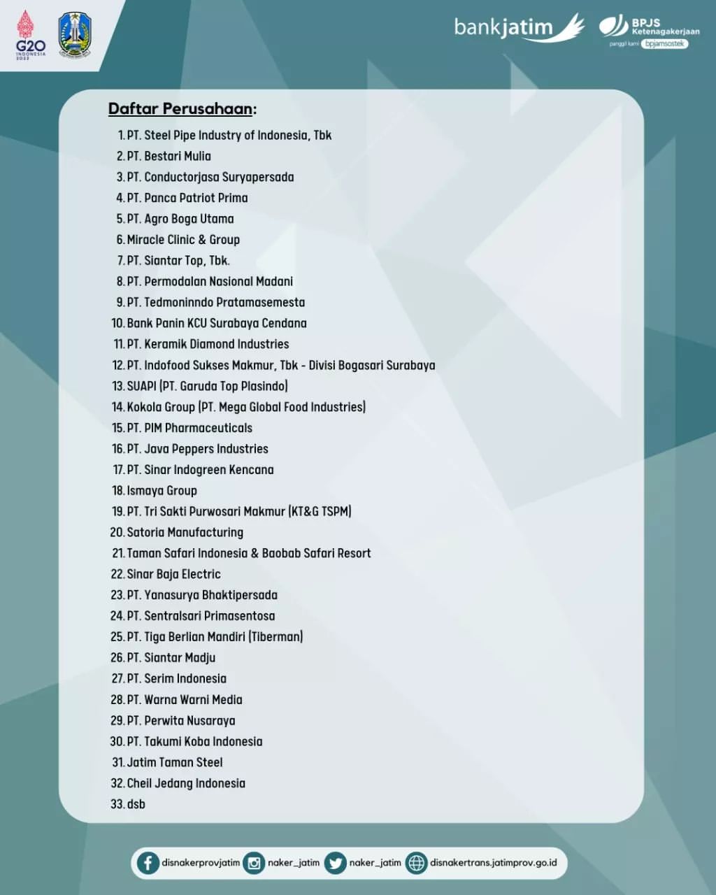 Daftar Perusahaan Job Fair