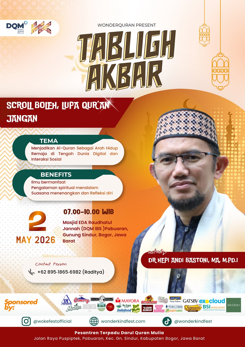 WONDER QURAN 2026 Tabligh Akbar Menjadikan Al-Qur’an Sebagai Arah Hidup Remaja di Tengah Dunia Digital dan Interaksi Sosial